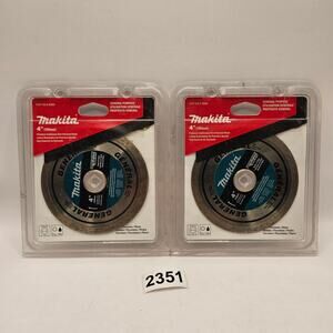 LOT OF 2 - MAKITA 4" CONTINUOUS RIM DIAMOND GENERAL PURPOSE BLADE NIB
